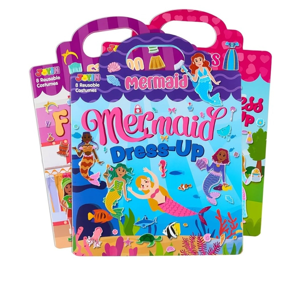 Reusable Sticker Books for Toddlers Girls 3 Pack, 3D Foam Sticker Activity Books Mermaid Princess Fashion Themes — image 1