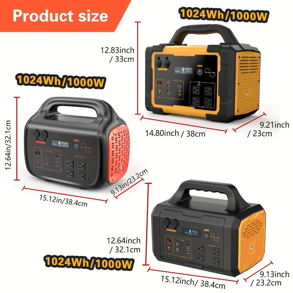 Portable Power Station 1075Wh/294Wh – 1000W/300W Solar Generator, Lithium Battery, 120V AC Outlet, for RV, Camping, Hiking — 