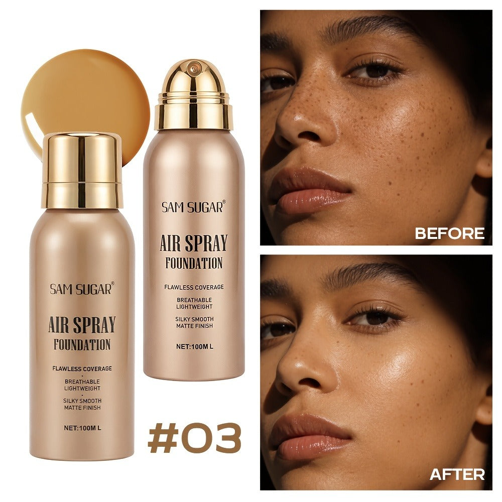 Waterproof Matte Foundation Spray Powder with Brush Set for Women – Sweat-Proof Long-Lasting Full Face Coverage Natural Finis