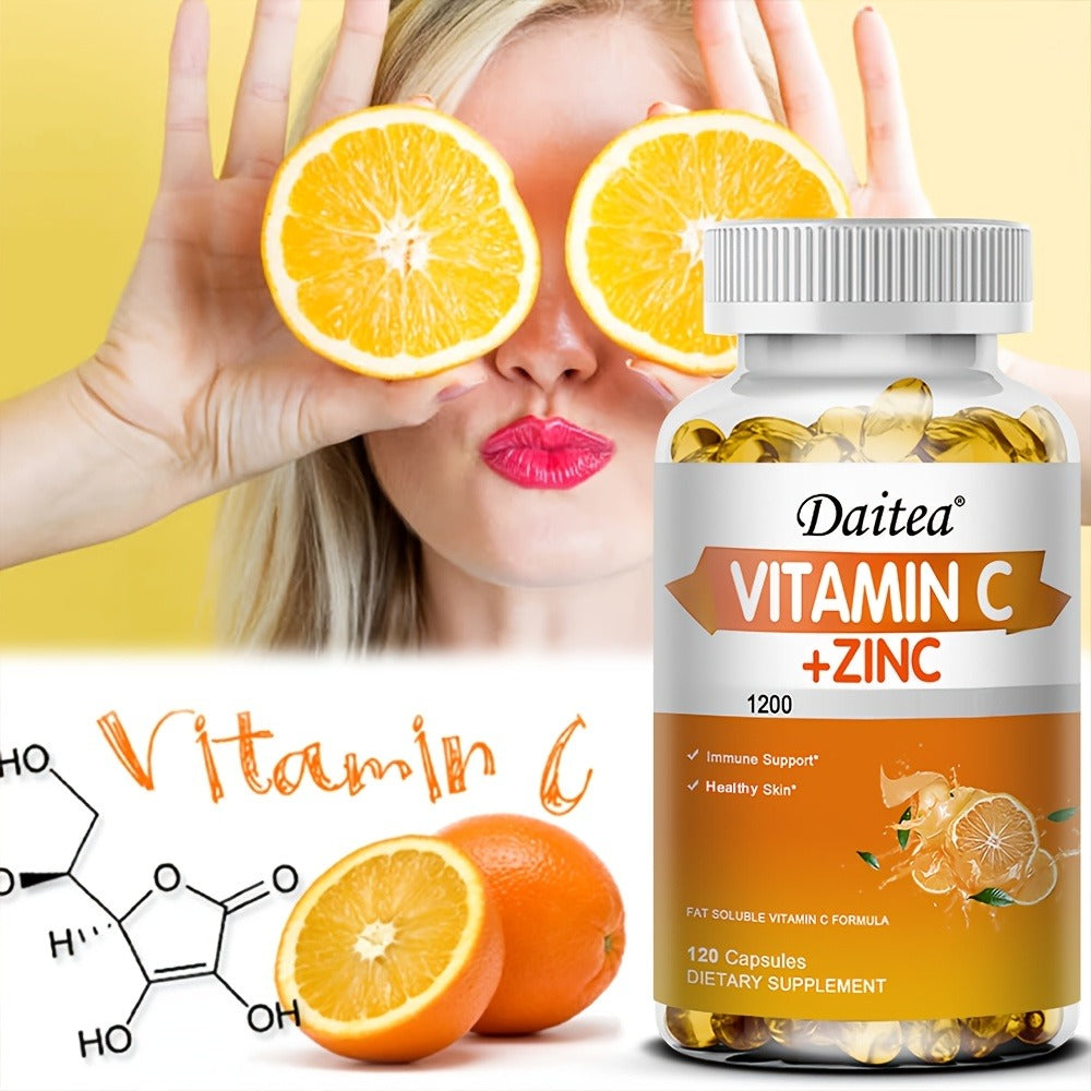 Dietary Supplement Vitamin C 1200mg and Zinc 20mg Softgels in a 120-Count Bottle for Daily Supplement Routines — image 5