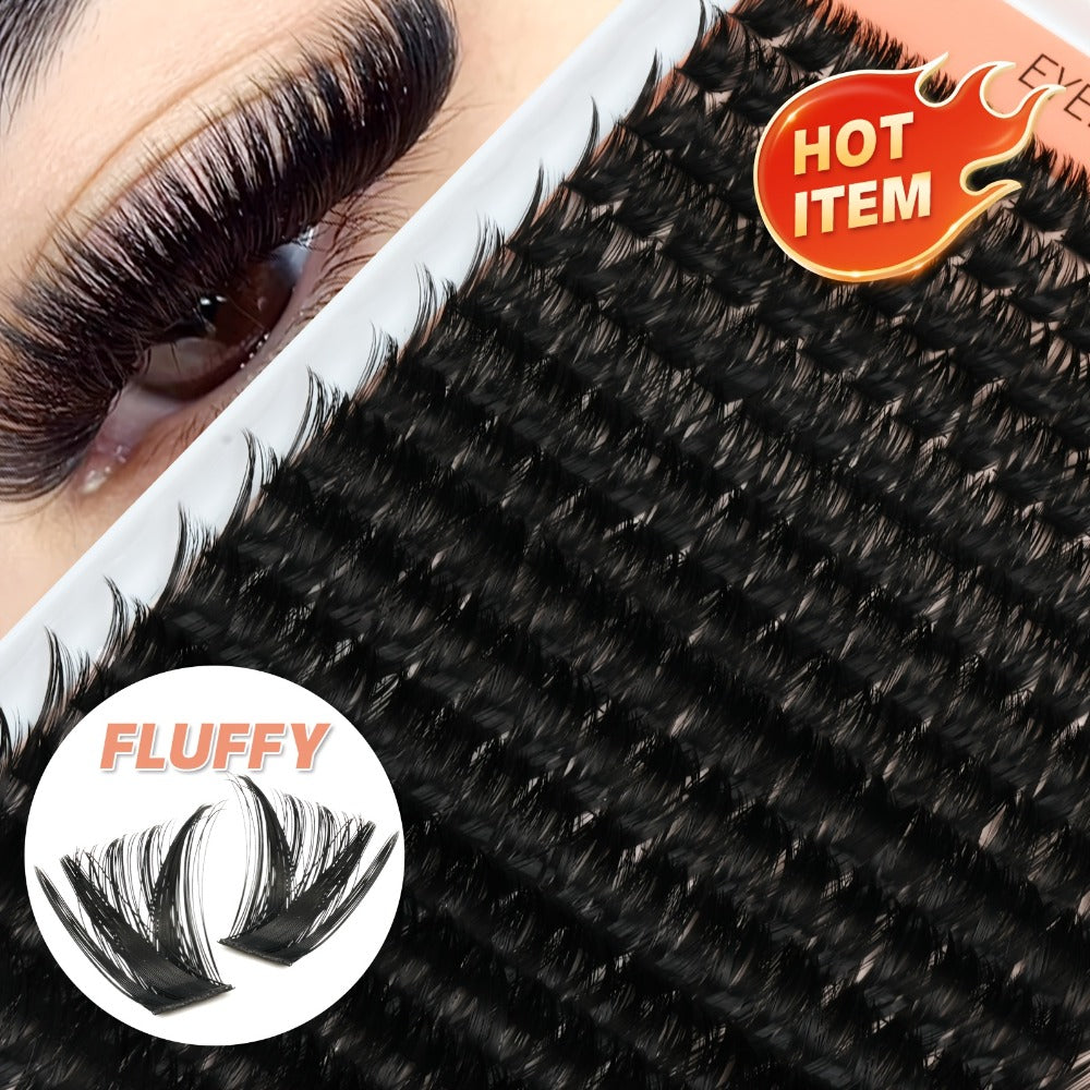 100D Volume Cluster Lashes DIY Individual Lash Extension Kit – Soft Reusable Single Clusters for Full Thick Dramatic Lash Loo