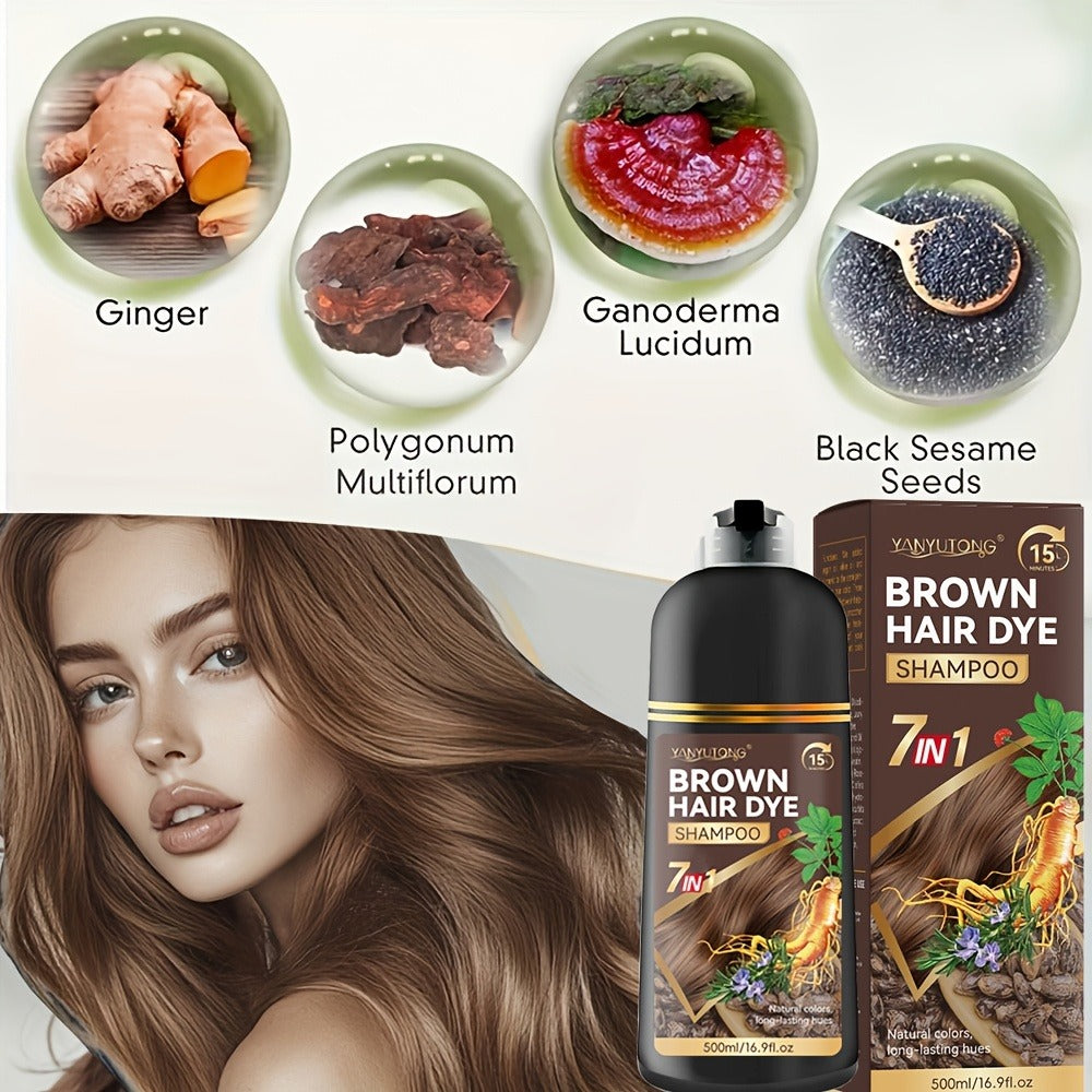 Hair Dye Shampoo Natural Plant Pigments, Covers Gray Hair Fast in 1 Wash, 16.91oz Color Shampoo in Black — image 12