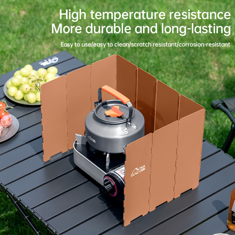 Camp Stove Windscreen, Folding Windshield Gas Stove Camping Outdoor for Bedside Audio, Alarms and Room Entertainment — image 