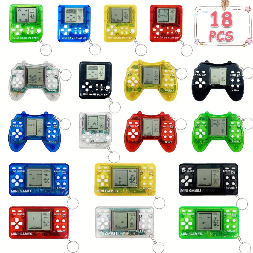 18-Piece Mini Game Keychain Set with Controller and Handheld Shapes in Six Pictured Case Colors — image 1
