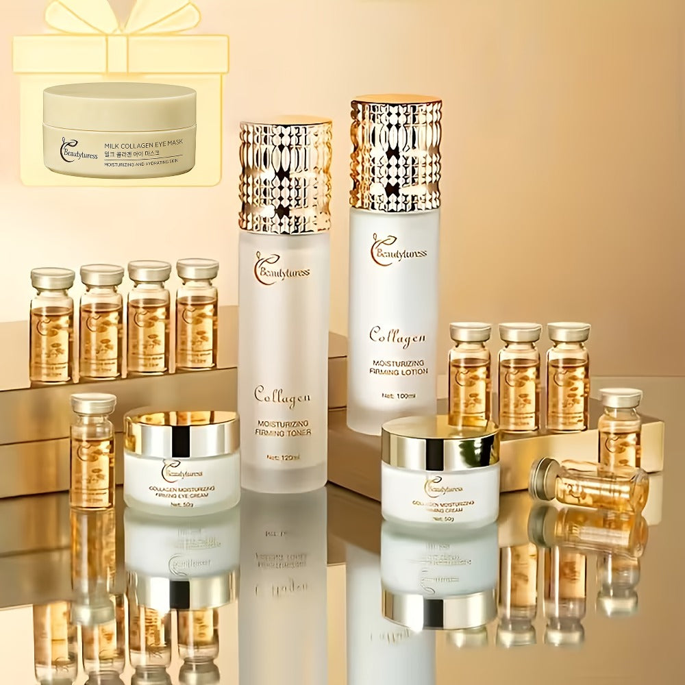 14-Piece Collagen Skincare Gift Set for Women – Hyaluronic Acid & Niacinamide, Deep Hydration, Firming, Brightening, Anti-Agi