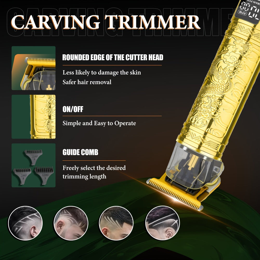 Hair Clippers & Trimmers LQT Golden Dragon Three-Piece Set with LCD Displays, USB Cables and Gift Box — image 7