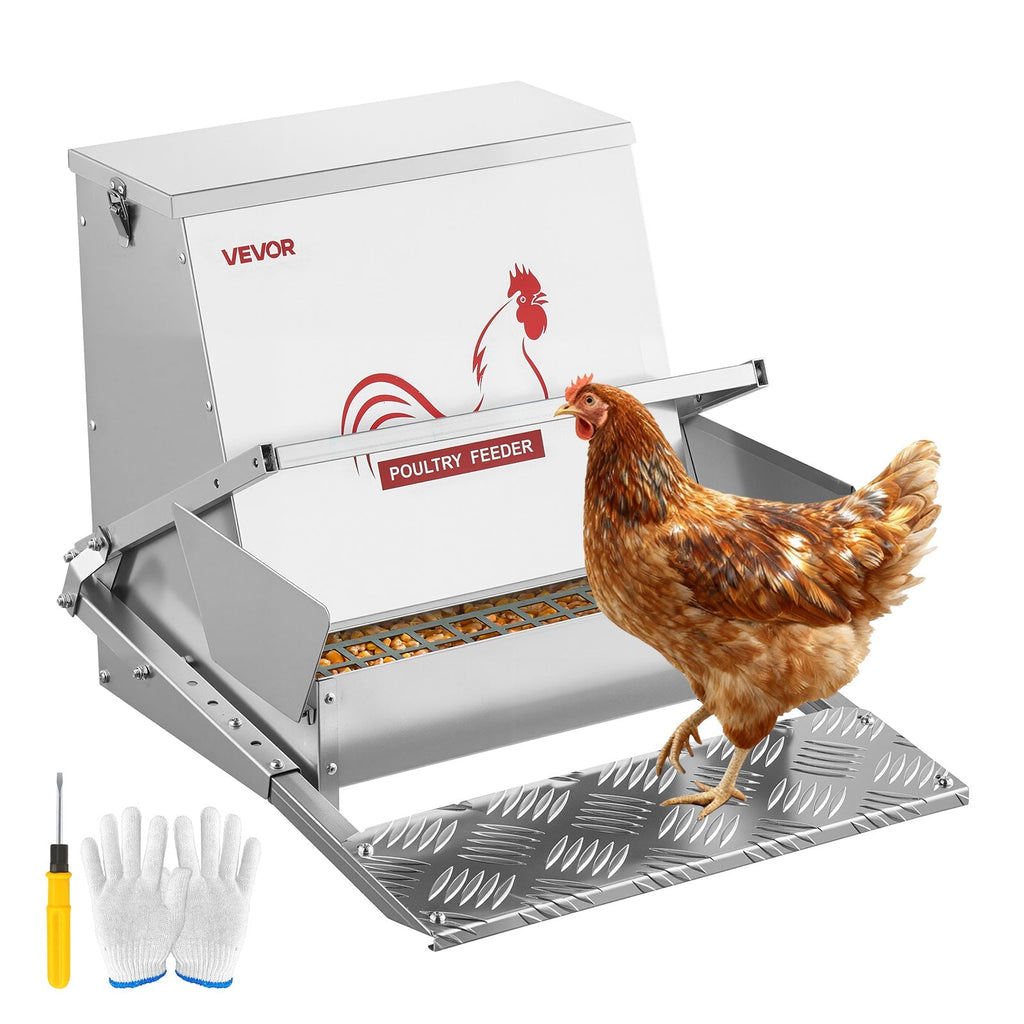 Chicken Feeder Treadle Galvanized Steel Lockable for Garden, Patio and Yard Use, with the Listed Configuration — image 1