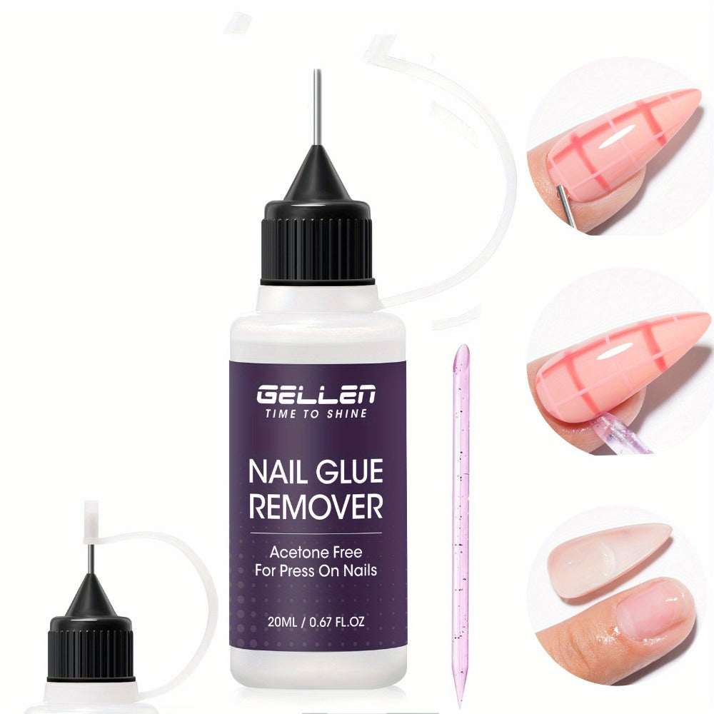 Nail Glue Remover 20ml Precision Needle Applicator Acetone Free – Fast Acting No-Mess Formula for Press On Nails Gel X Nail T