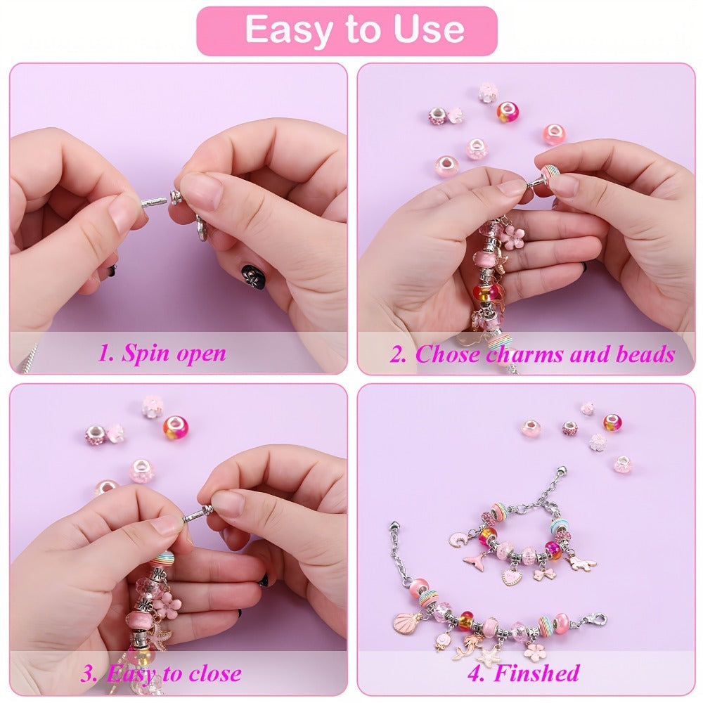Bracelet Making Craft Kit with Portable Jewelry Box, Beads and Charms in Seven Color or Theme Options — image 5
