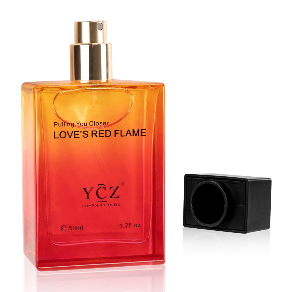 Cologne Eau de Parfum for Men YCZ LOVE'S RED 1.7 fl oz Spray with Red Glass Bottle and Box — image 2