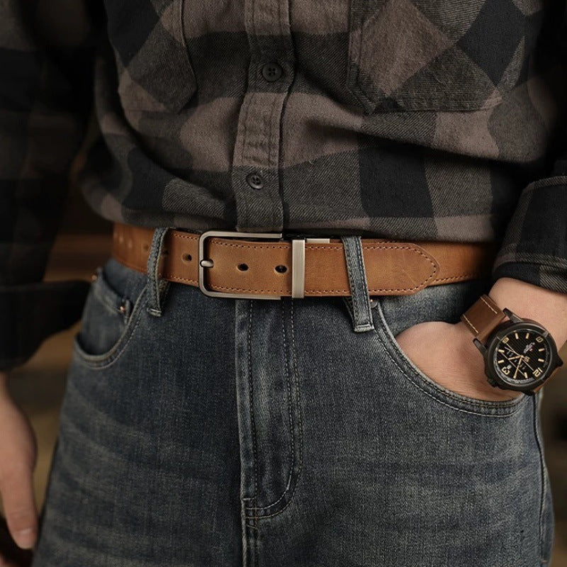 Men's Vintage Genuine Leather Belt With Pin Buckle
