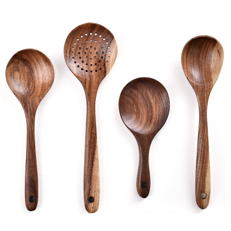 Non Stick Teak Cooking Spatula Set Of Seven Pieces