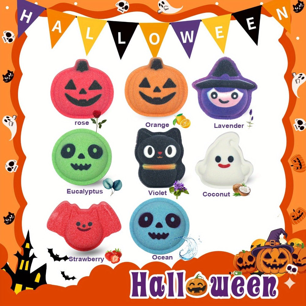 Bath Bombs, 5-Piece Halloween Gift Set with Pumpkin, Bat, Skull, Hat and Cat Shapes in Individual Wrappers — image 8
