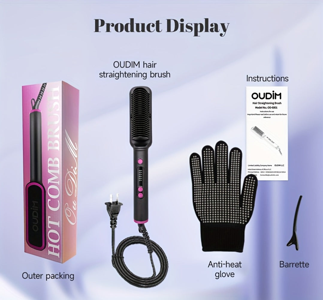 6-Setting Ionic Hair Straightener Brush with Fast Heat-Up & Anti-Scald Protection, for Home, Travel and Salon Hair Styling — 