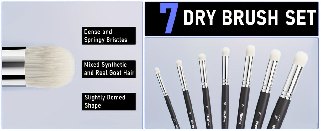 Dry Brush Set for Miniature Painting 7 Sizes, Professional Drybrush Kit with the Listed Color, Size or Set Options for Everyd