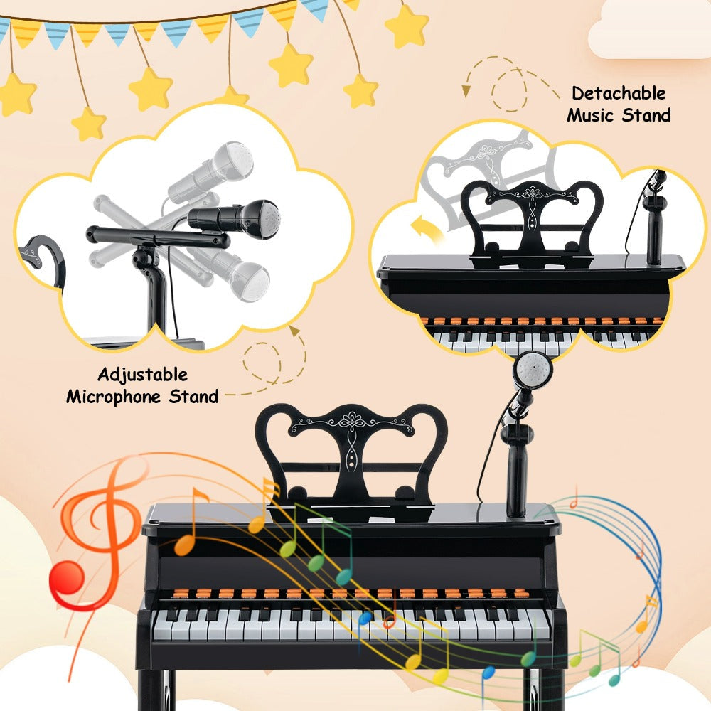 Kids Piano Set 37 Keys with Microphone, Detachable Music Stand & Stool, 22 Demos 8 Tones 8 Percussion Effects — image 5