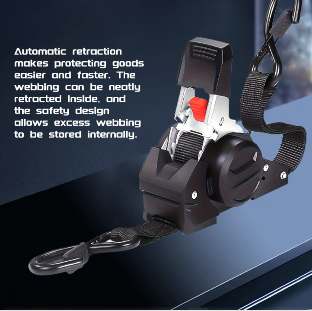 Ratchet Tie-Down Straps with Auto-Retract & Speed Control – Heavy-Duty Cargo Securing Kit with Hooks & Storage Bag | Motorcyc