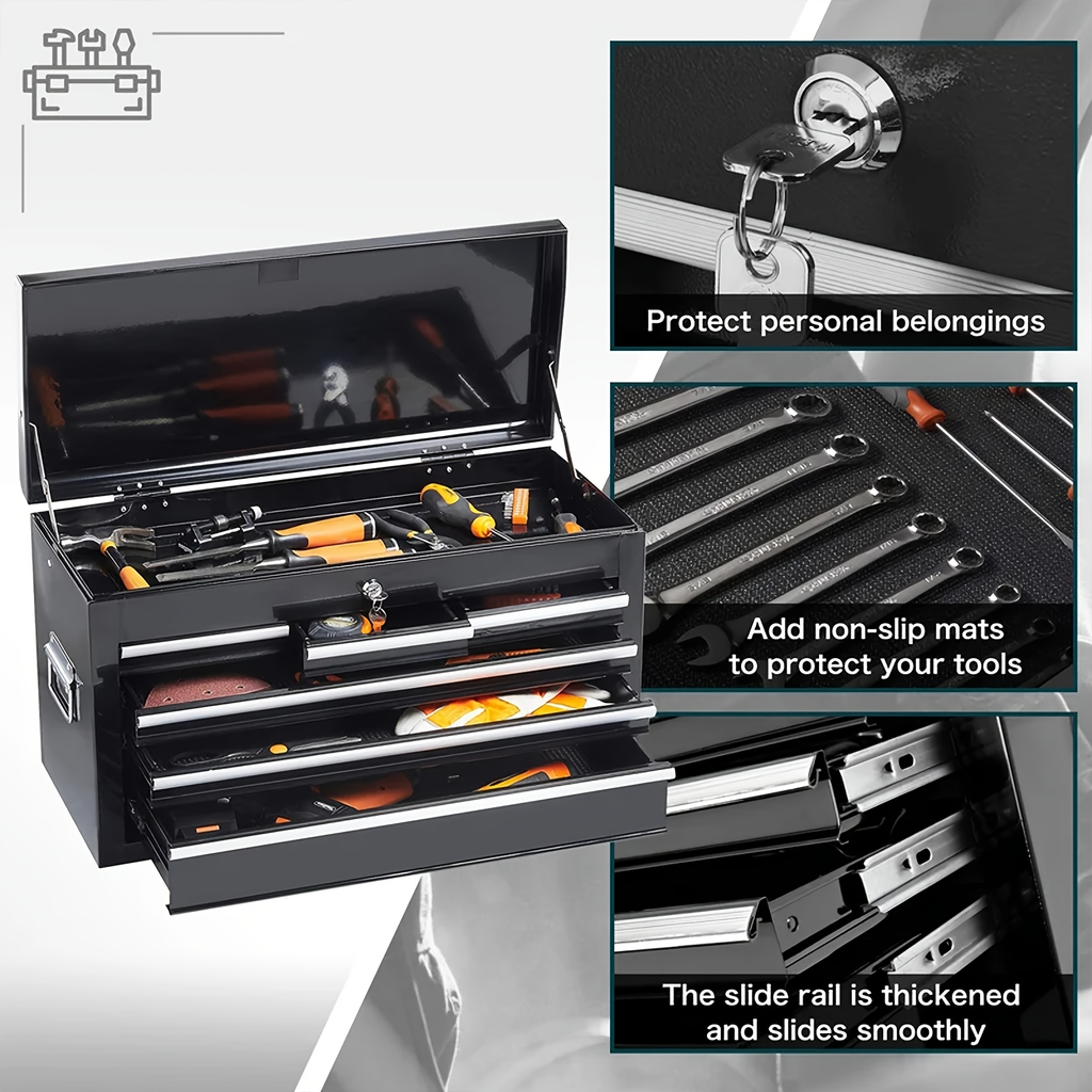 Rolling Tool Chest, 8-Drawer Alloy Steel 2-in-1 Mobile Workbench Detachable Top Lockable Wheels Garage for Garden — image 10