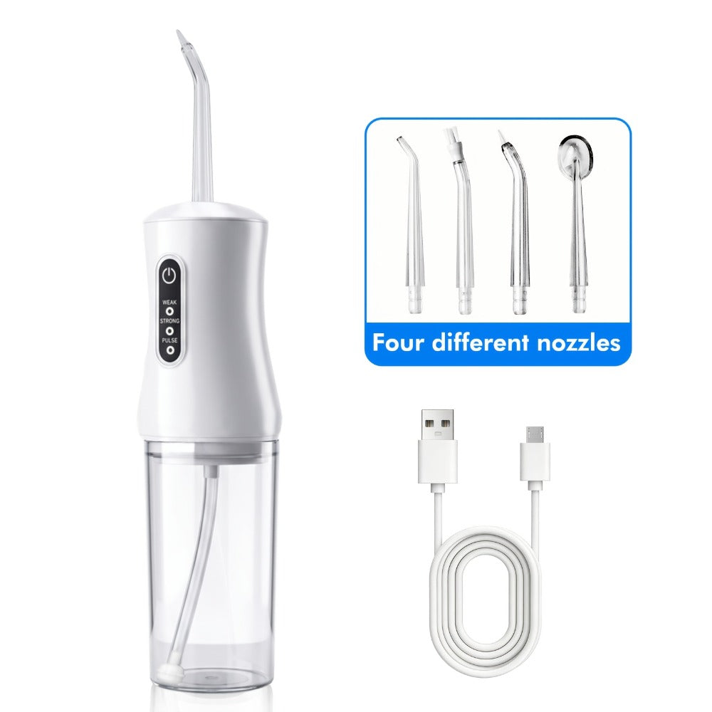 Adjustable Pressure Water Flosser with Interchangeable Nozzles – USB Rechargeable Smart Electric Oral Irrigator for Deep Teet