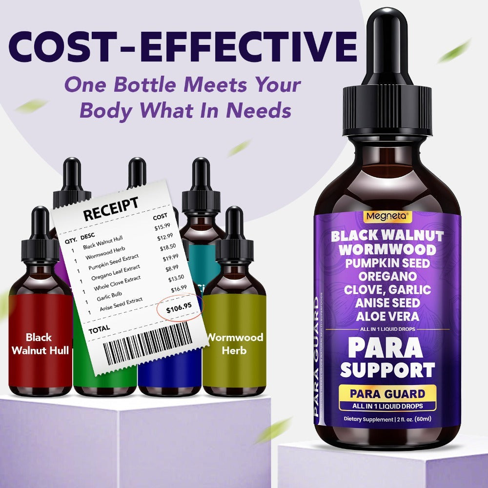 Herbal Supplements with Megneta Label, Black Walnut Clove Garlic Turmeric Pumpkin Seed Oregano Drops — image 8
