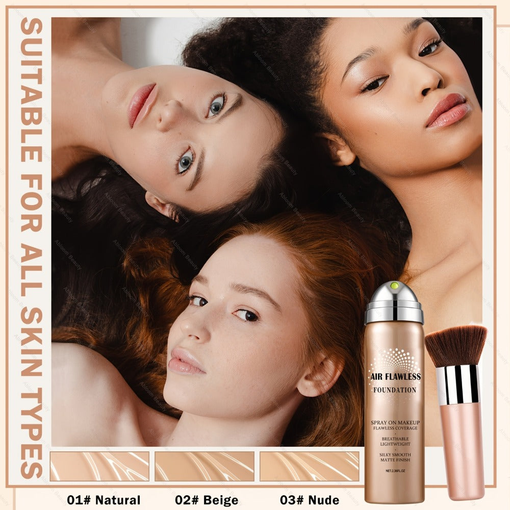 Spray Liquid Foundation and Flat-Top Brush Set with Matte Finish and Eight Numbered Shades — image 11