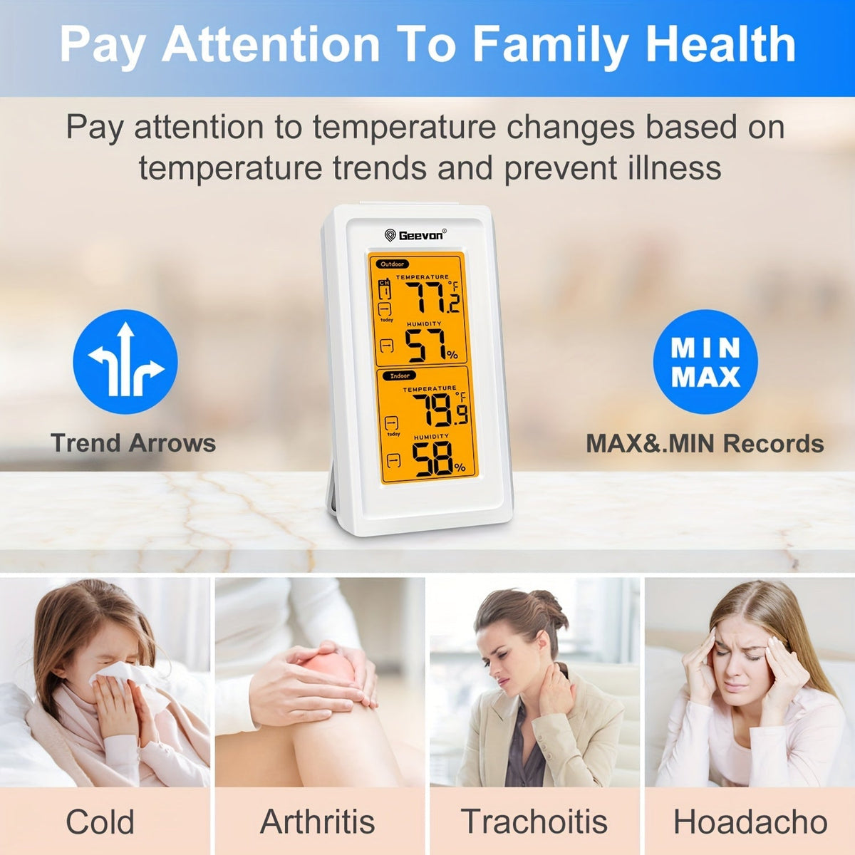 Wireless Thermometer | Digital LCD Indoor Outdoor 3 Sensor Baby Room — image 7