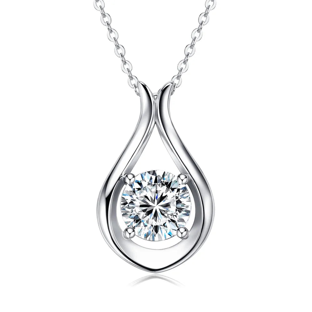 2 Carat Moissanite 925 Sterling Silver Pendant Necklace