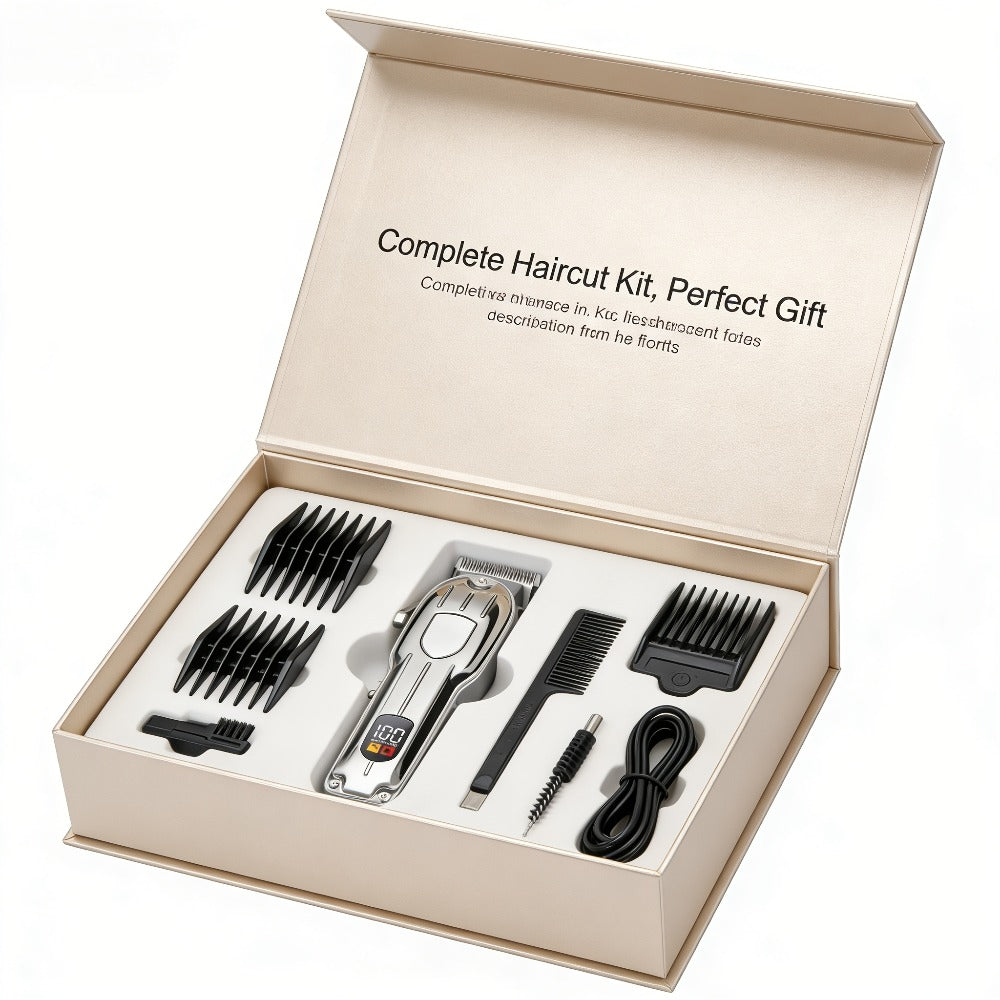 Professional Electric Hair Clipper Set for Men – 5-Speed LED Display Rechargeable Beard Trimmer & Hair Carving Kit — image 11