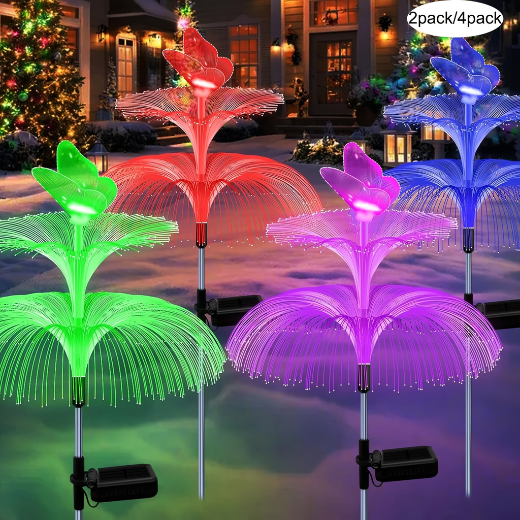 Solar Garden Lights Butterfly Jellyfish Stakes with Gradient Color Change in 2- or 4-Pack Sets — image 6