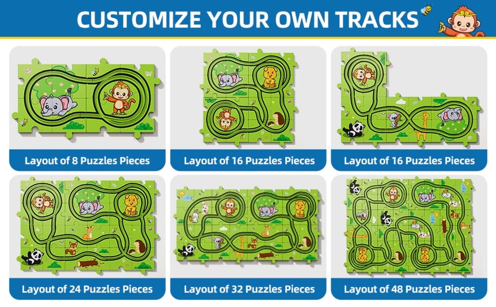 Jigsaw Puzzle Race Track Car Set Toy for Boys Kids, 39 56 73 PCS Flexible Building Track with Toy Cars — image 10