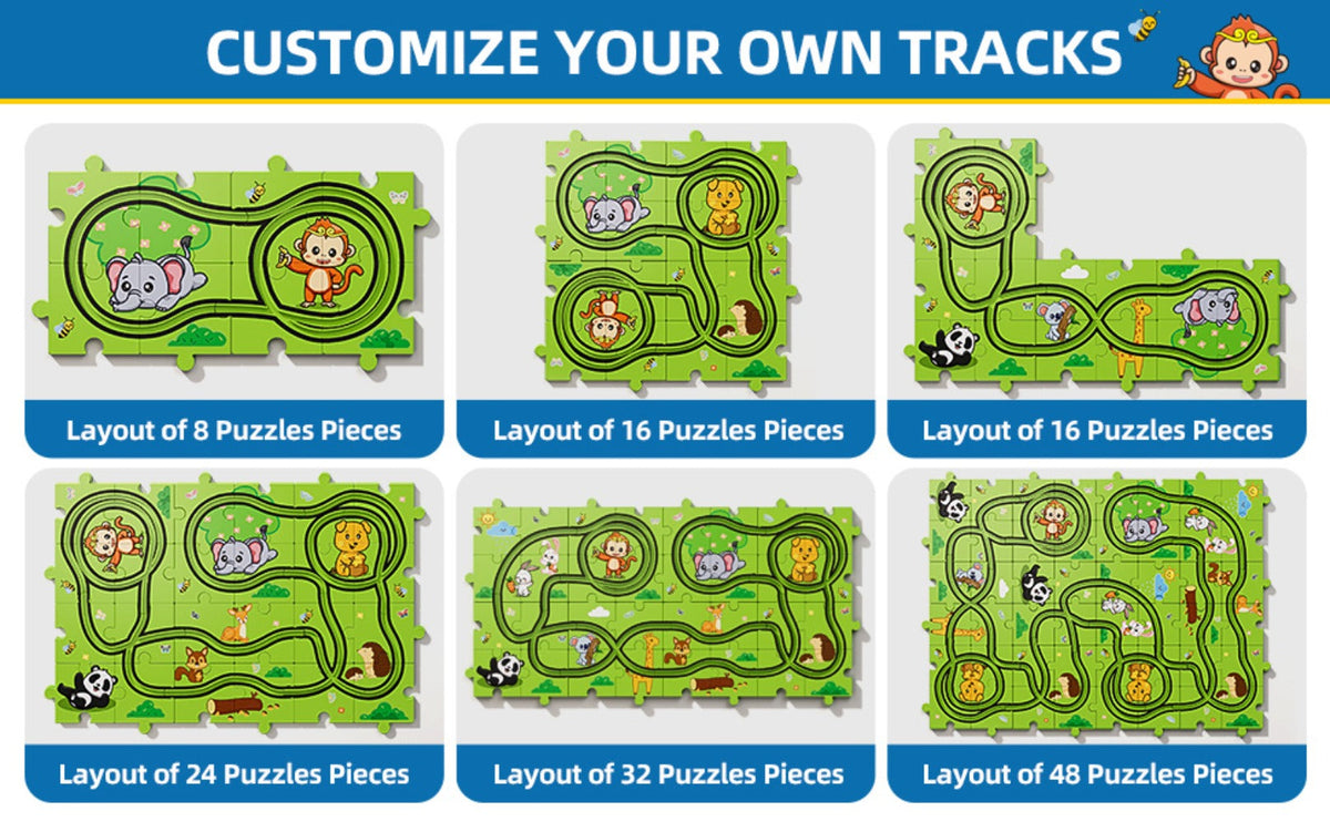 Jigsaw Puzzle Race Track Car Set Toy for Boys Kids, 39 56 73 PCS Flexible Building Track with Toy Cars — image 10