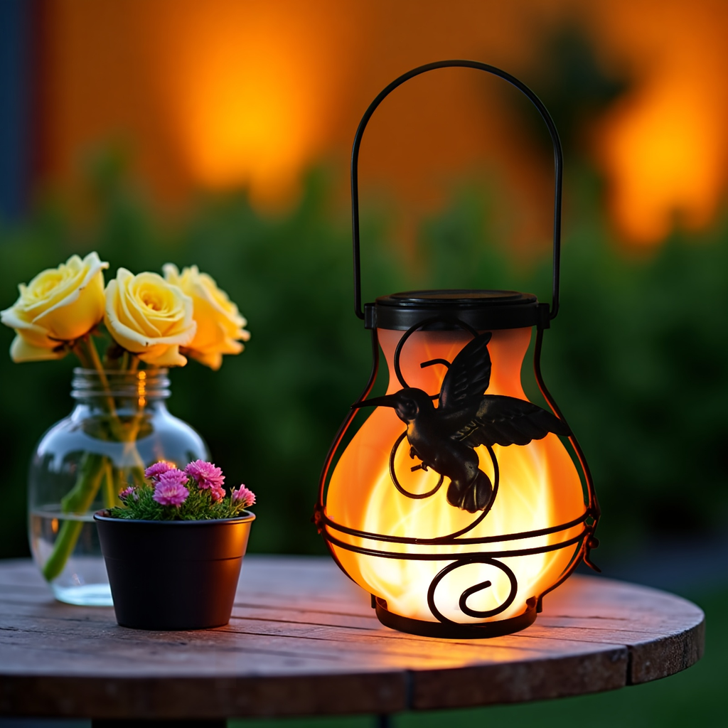 Solar Outdoor Lights Hummingbird Flickering Flame Hanging Lanterns, IP44, 2- or 4-Pack for Yard Decor — image 8