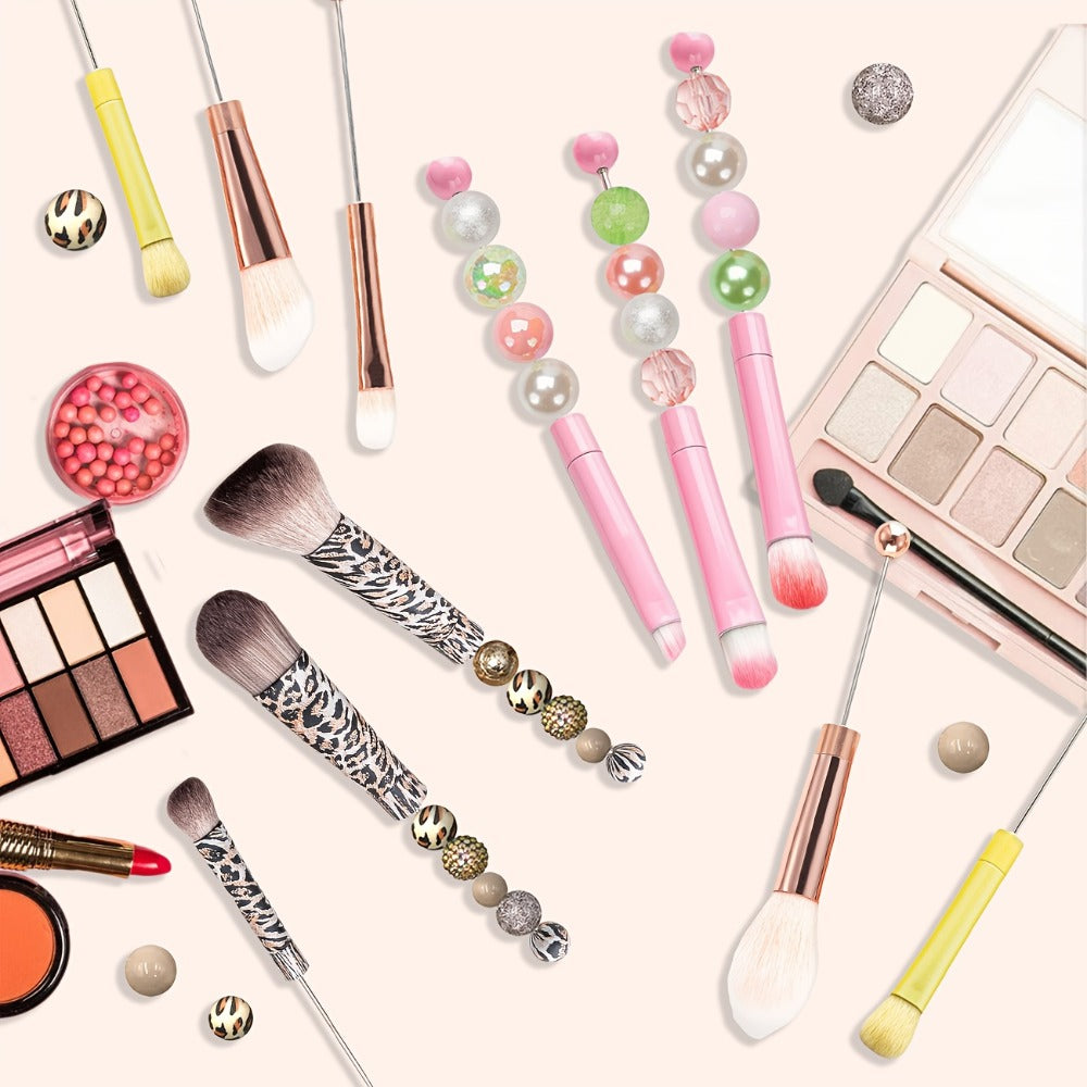 Makeup Brush Set, 15-Piece Bead-Ready Metal Handle Collection with Powder, Blush, Eyeshadow and Angled Brush Shapes — image 9