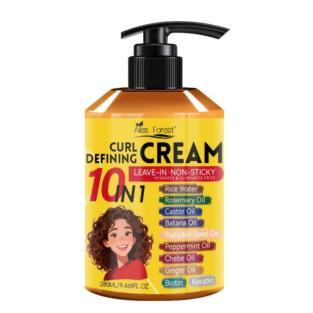 10-in-1 Curl Styling Cream in a 280ml Pump Bottle with Rice Water, Biotin and Named Oils Listed on Label — image 10
