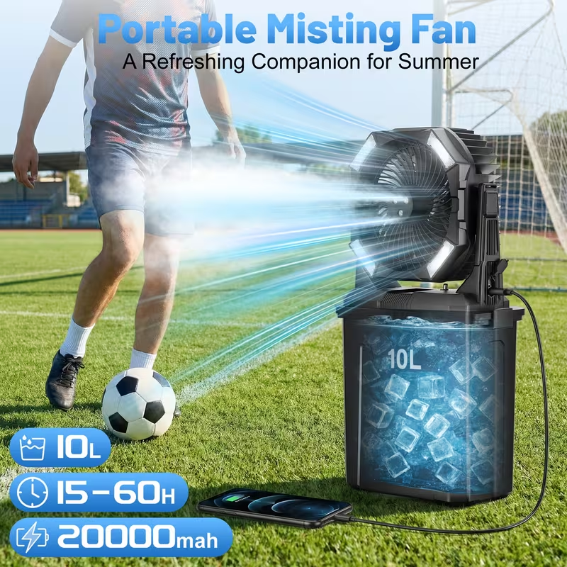 Misting Fan Portable Outdoor with Water Tank 20000mAh Rechargeable Battery Camping Cooling Spray Fan — image 1
