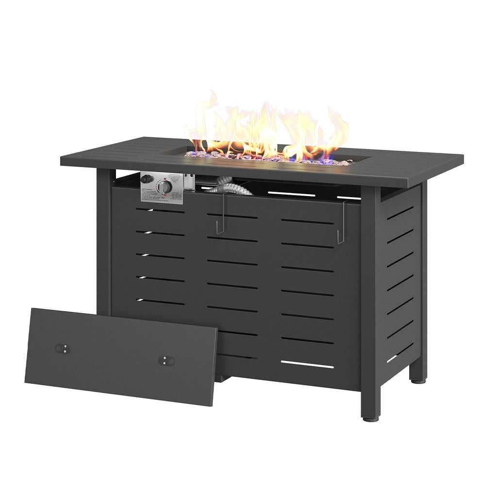 Propane Fire Pit Table Outdoor 50, 000 BTU Gas Fire Table with Lid Lava Rocks & Cover for Patio Backyard Deck Black Brown 40"