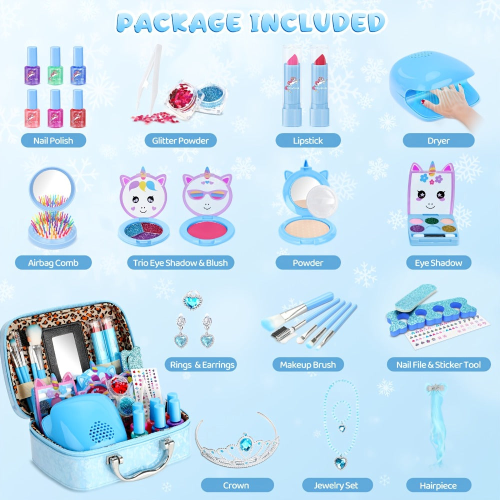Kids Makeup Set for Girls, 2-in-1 Princess Makeup & Nail Art Kit, Pretend Play Cosmetics with Nail Polish — image 12