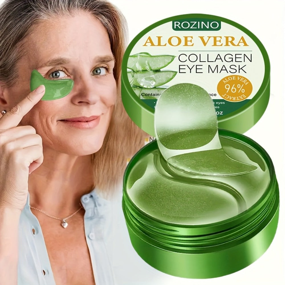 Aloe Vera Under-Eye Gel Patch Jar, 80g with 60 Green Eye Masks and an Included Applicator Spoon — image 1