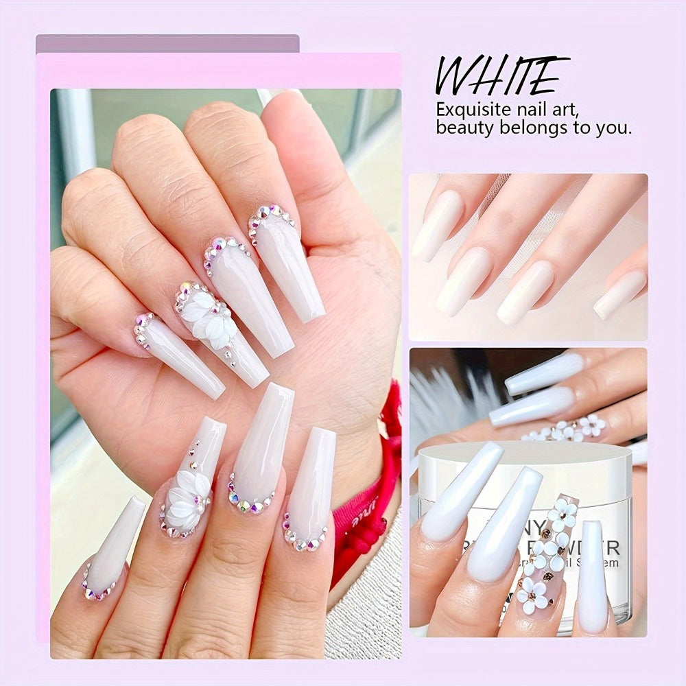 Clear Pink White Acrylic Nail Powder 4oz No Lamp Needed – Polymer Formula for Nail Extensions Sculpting 3D Nail Art Overlays 