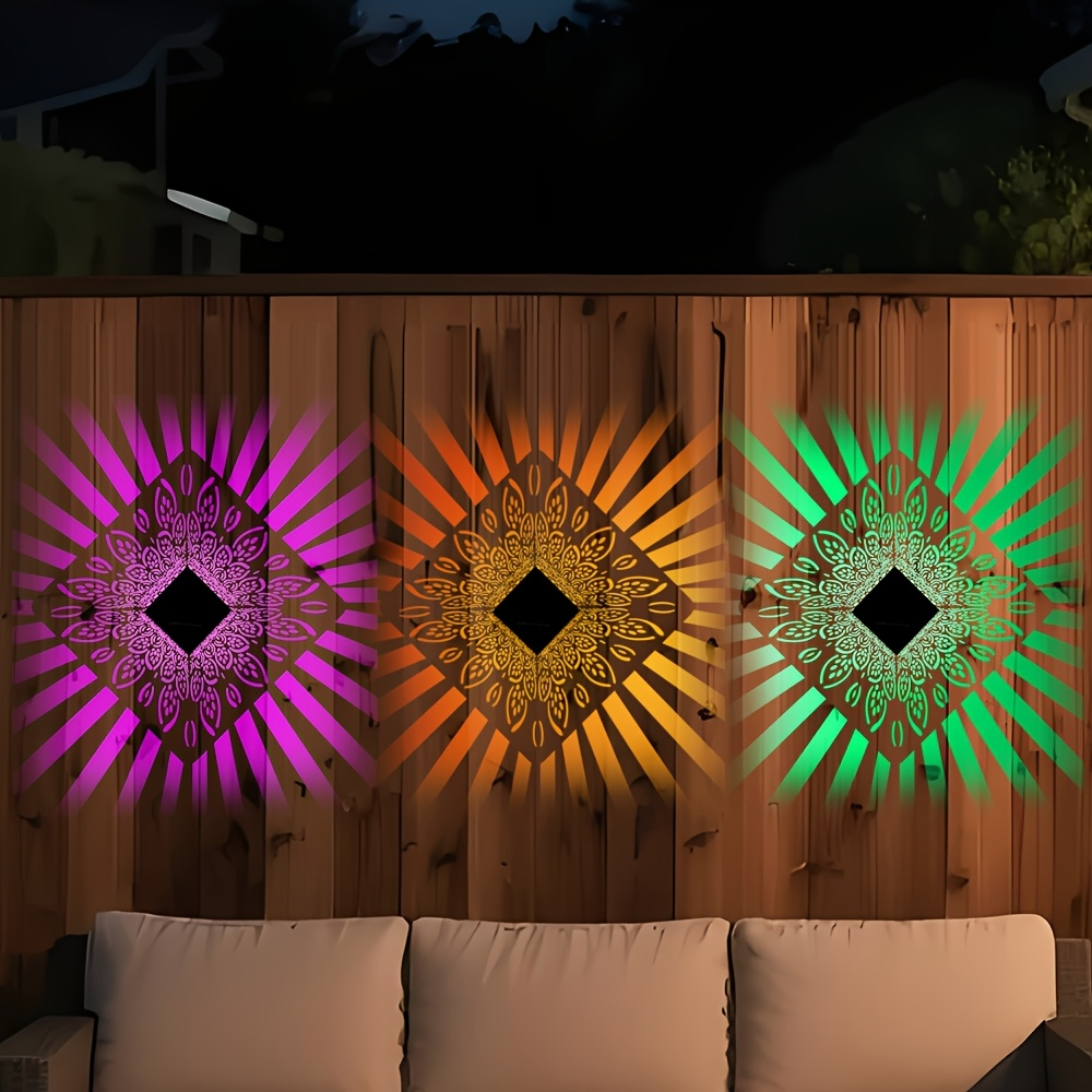 Solar Fence Lights Outdoor – Metal Step Wall Light for Garden Pillar Patio Courtyard Multicolor & Warm LED Decor — image 2