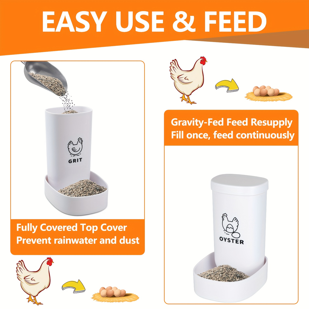 Oyster Shell Feeder & Grit Feeder Set Gravity Fed Waterproof 2-Pack — image 3