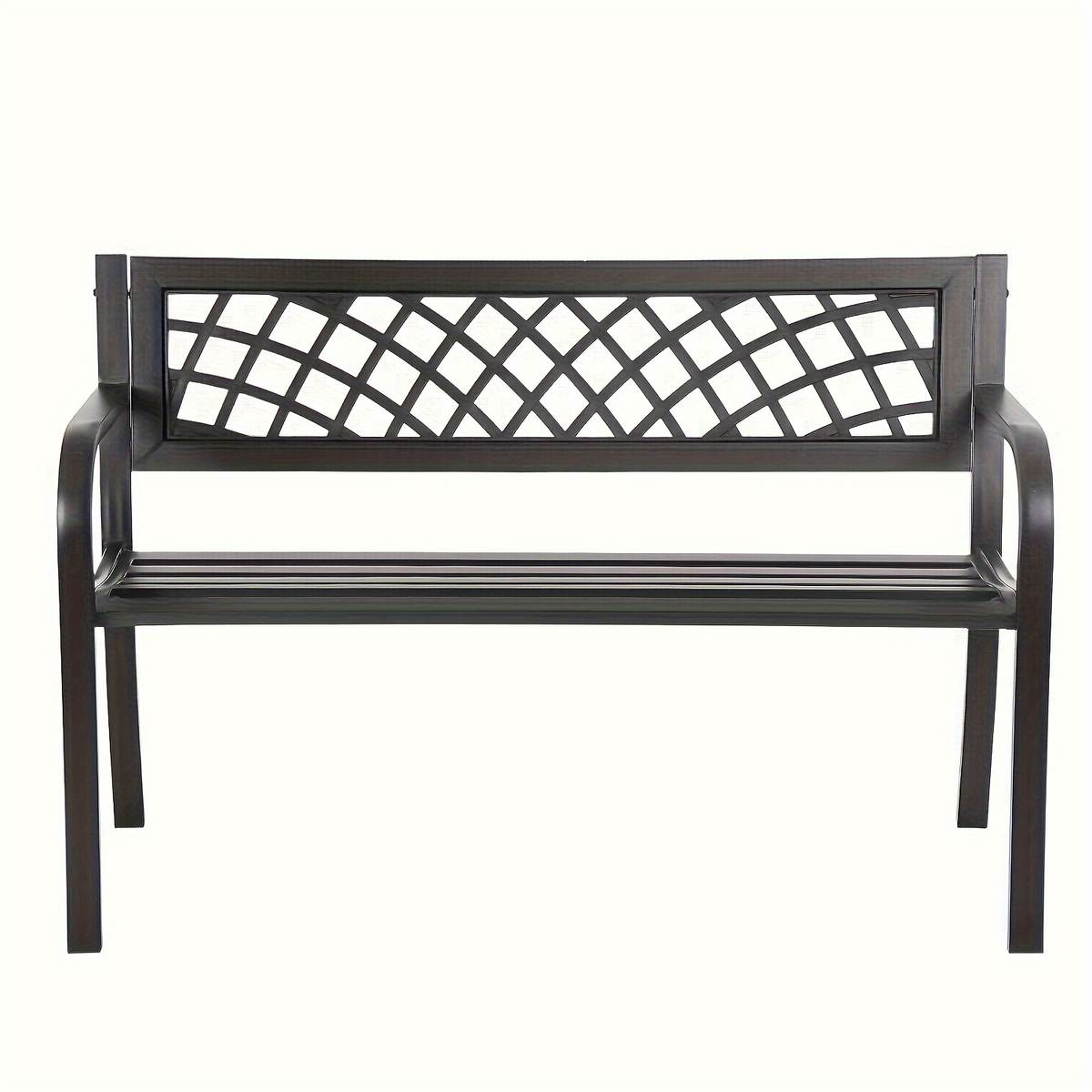 Garden Bench Outdoor Solid Black Metal Frame Patio Seating Park Bench for Backyard Lawn Porch Entryway for Garden, Patio and 
