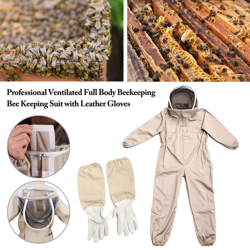 Full Body Bee Suit 3-Layer Breathable Veil Hood Gloves Filter Screen for Garden, Patio and Yard Use — image 11