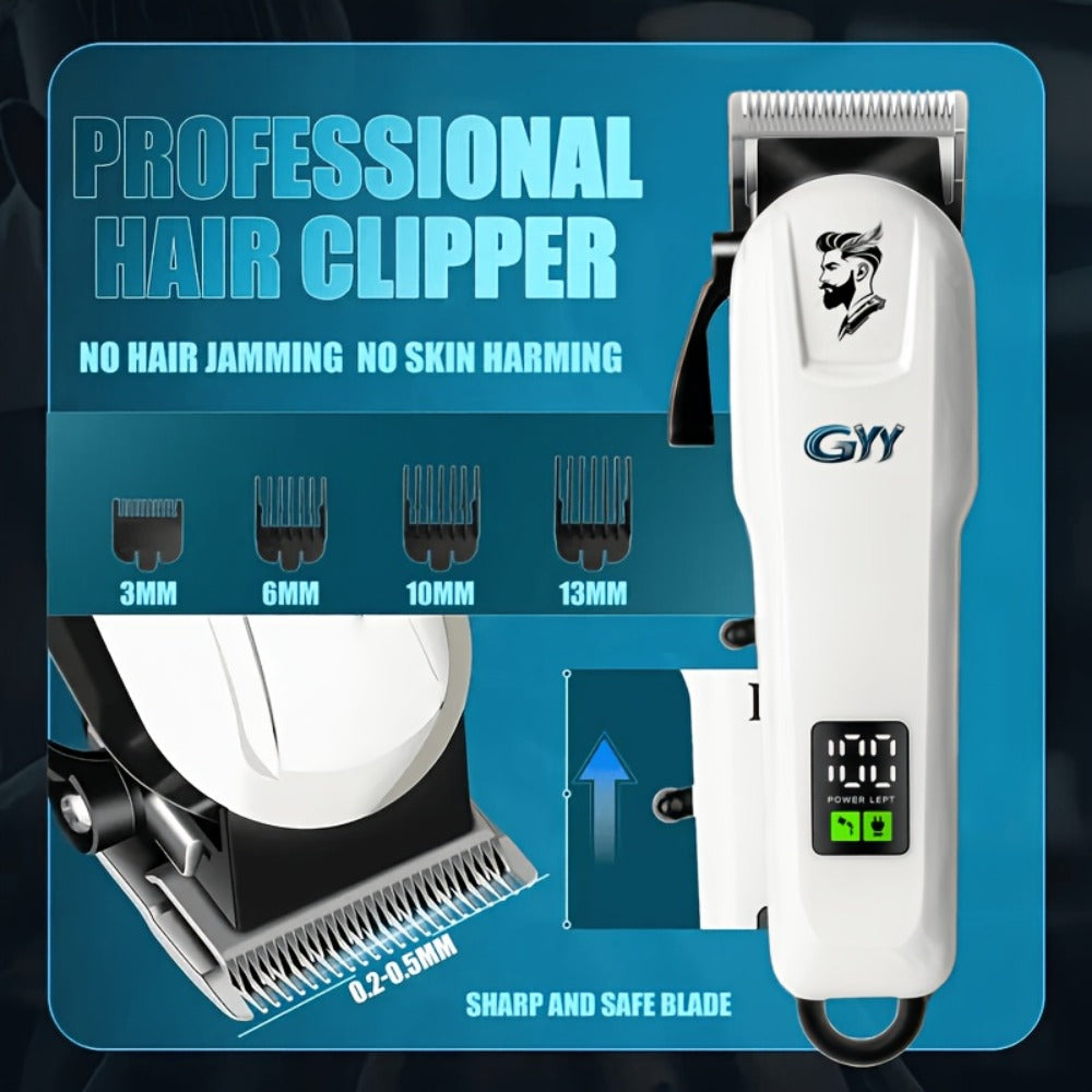 Hair Clipper Kit with Scissors for Home & Salon – Professional Stainless Steel Blade, Digital Display, USB Rechargeable Hair 