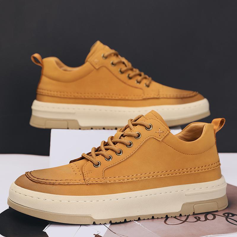 Men's Premium Cowhide Casual Sneakers - Fashion Leather Trainers