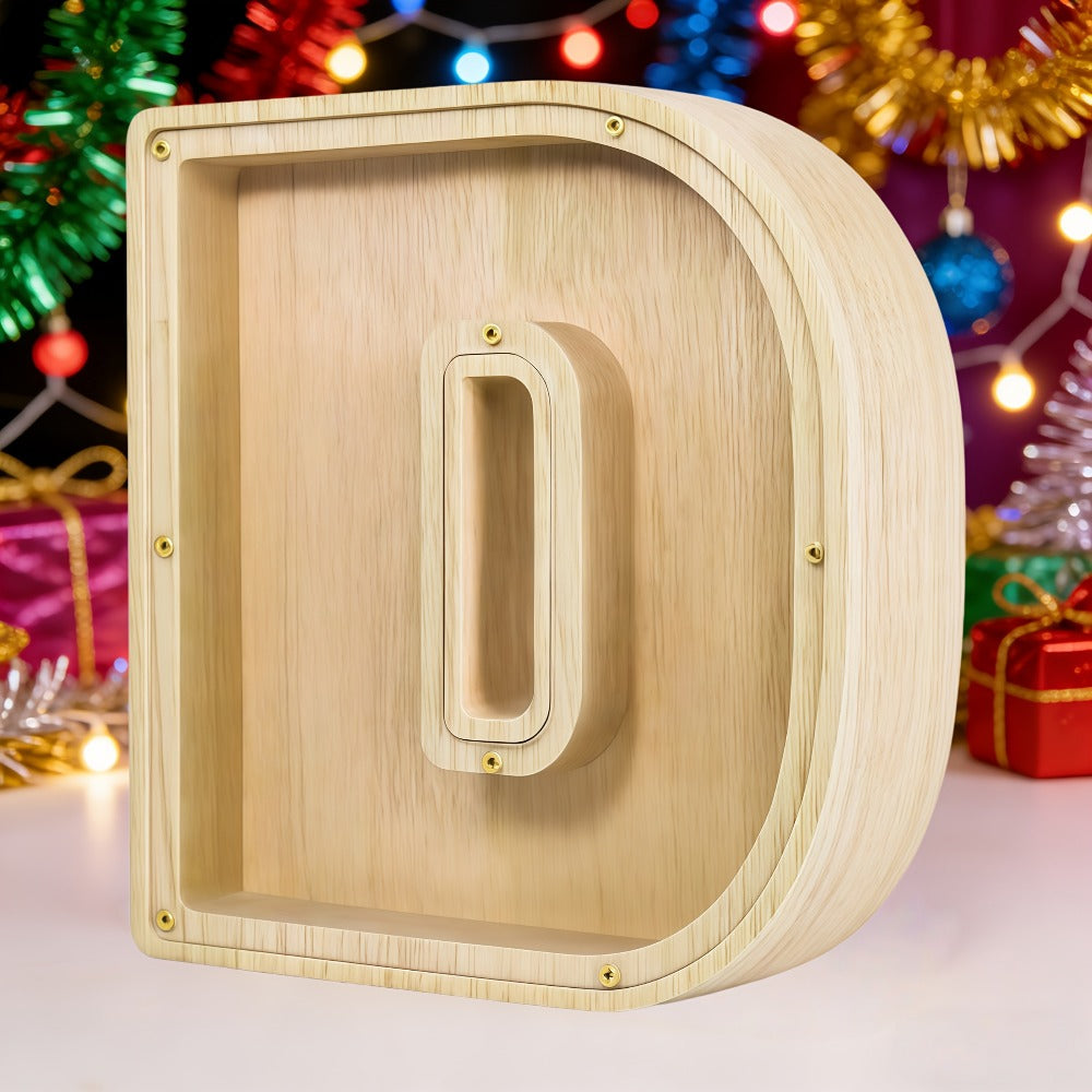 Alphabet Letter Piggy Bank A-Z Wooden Coin Bank Large Capacity Transparent – Personalized Savings Box for Kids | Back to Scho