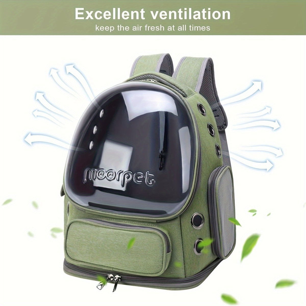 Dome-Window Pet Carrier Backpack and Collar Set with Mesh Panels in Five Source-Labeled Color Options — image 1
