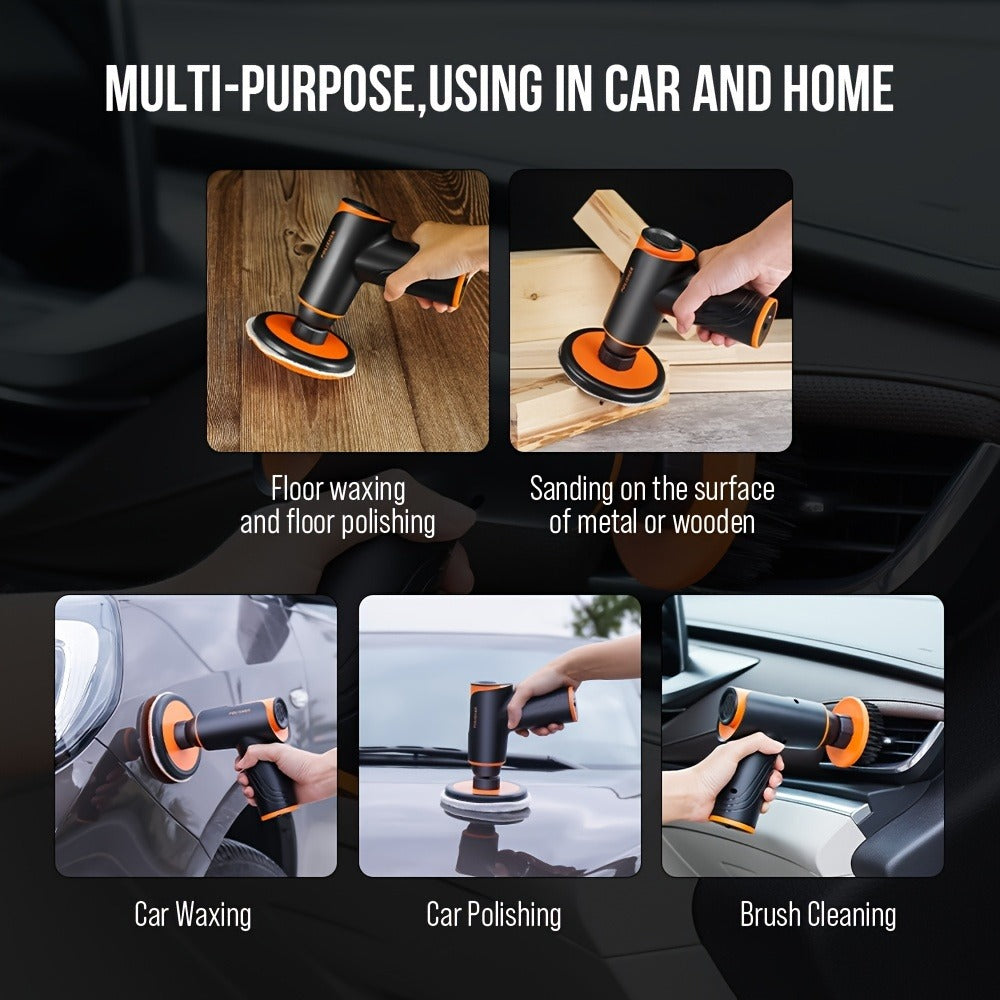 Car Polisher with 100W Cordless Rotary Body, Type-C Charging Port and Rechargeable Battery for Wax Application — image 7