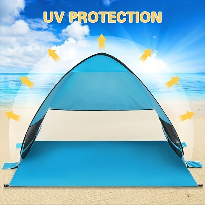 Pop-Up Beach Sun Shelter with 200 x 165 x 130 cm Interior, Six Stakes and Green or Blue Options — image 14