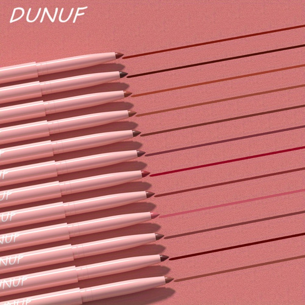 Waterproof Lip Liner Set 12 Pcs 2-in-1 Matte Lipstick Pencil Long Lasting Rich Pigment Smooth Glide Lip Color Kit Nude to Bol